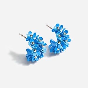 Lapi Petal Flower 1” Hoop Earrings Gold Beading AX375 Post Backs NEW (2021 JCrew